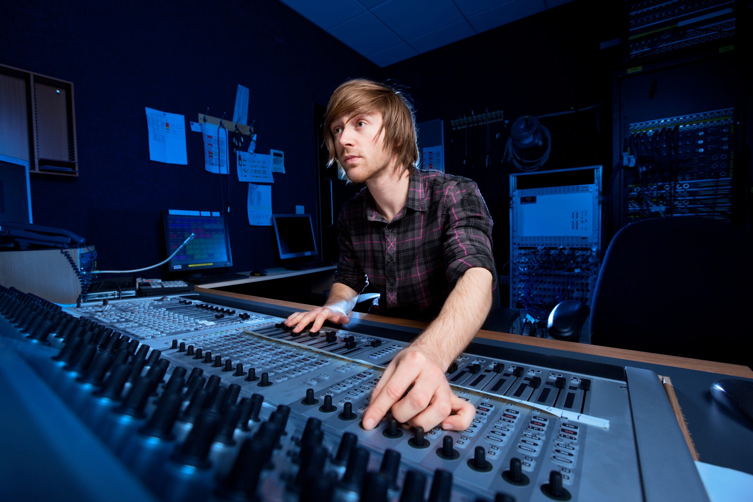Man running audio production